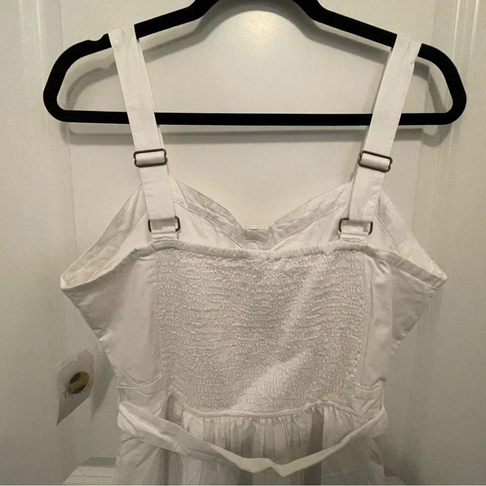 Time And Tru White Button Down Belted Summer Dress Sz L (12-14) - Picture 8 of 8